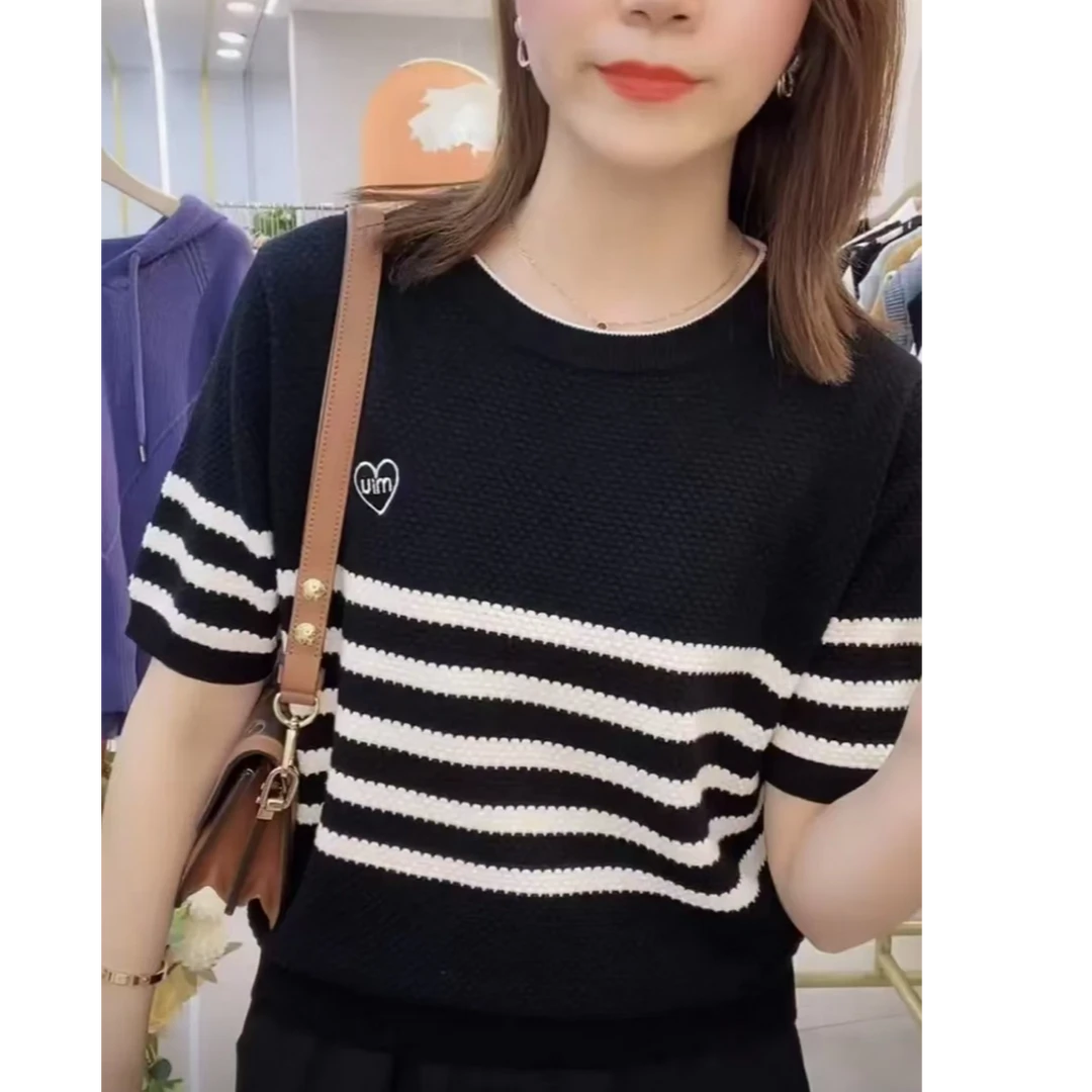 工厂直销8018（90-200斤穿）大码女装新款宽松显瘦冰丝针织短袖