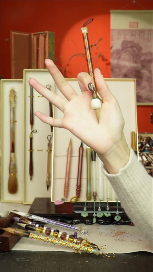 63号闪孤品高货毛笔链接 清水试笔 蘸墨不退