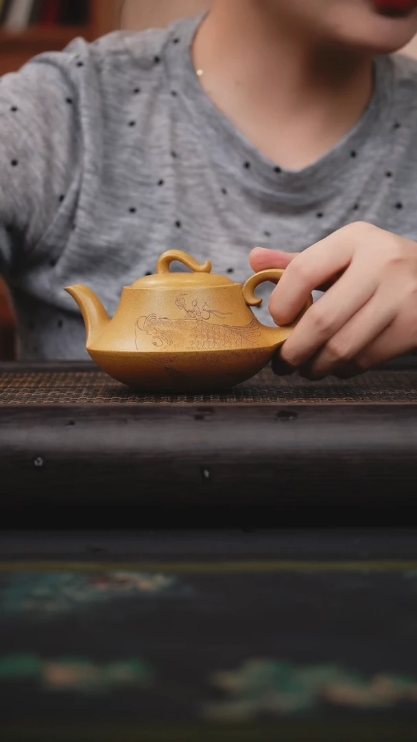 茶壶紫砂梨皮黄 一帆风顺