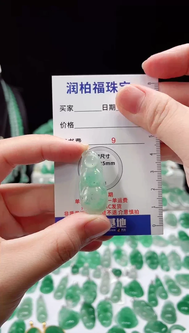 吊坠(赠链)未镶嵌石英质玉（非洲翠）福豆 6.60