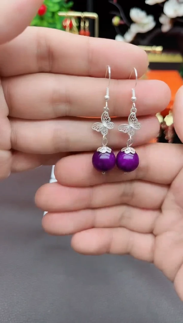 玛瑙/玉髓耳饰银S925镶嵌414000