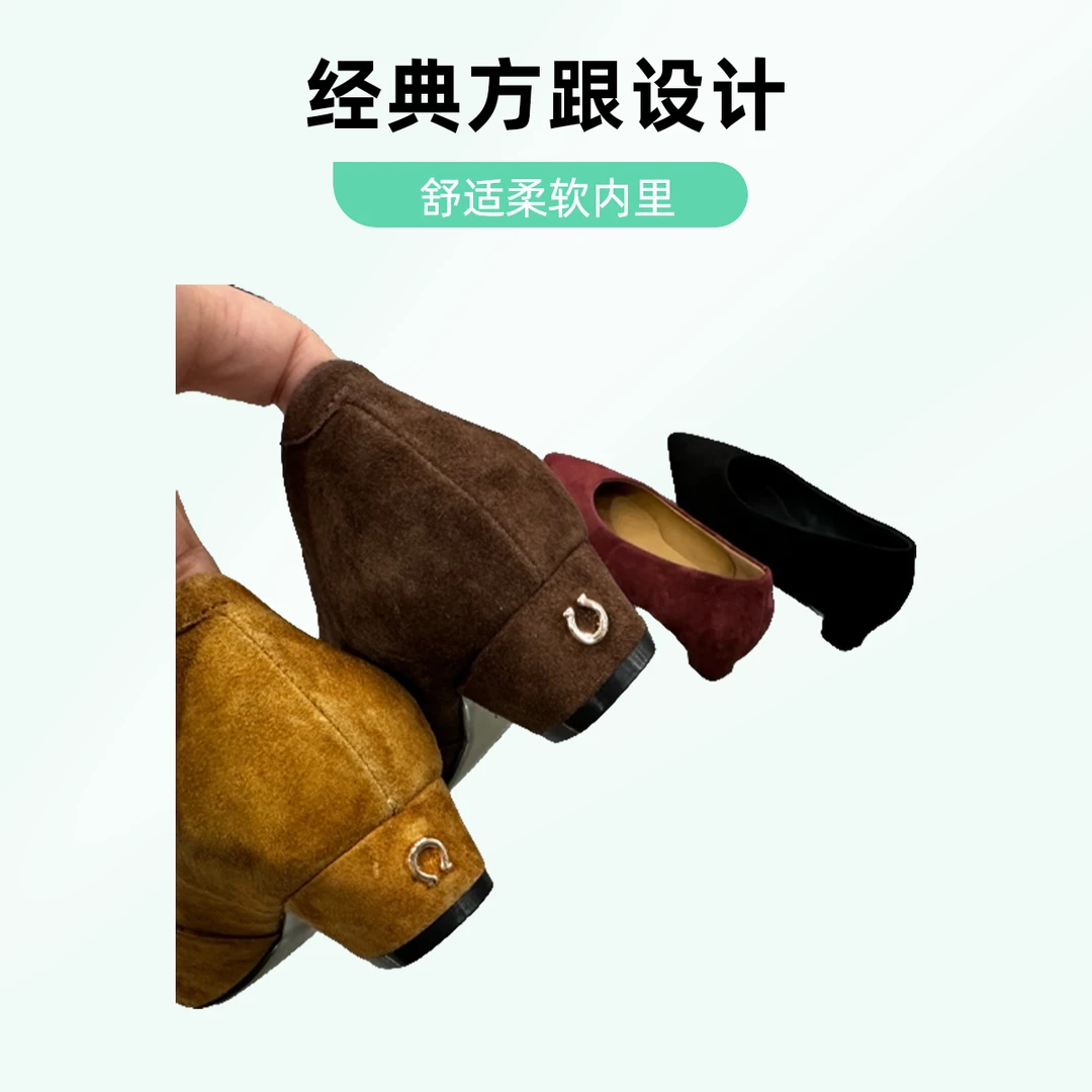 586-01方跟鞋时尚潮流休闲尖头短靴百搭女人味瓢鞋经典复古时装