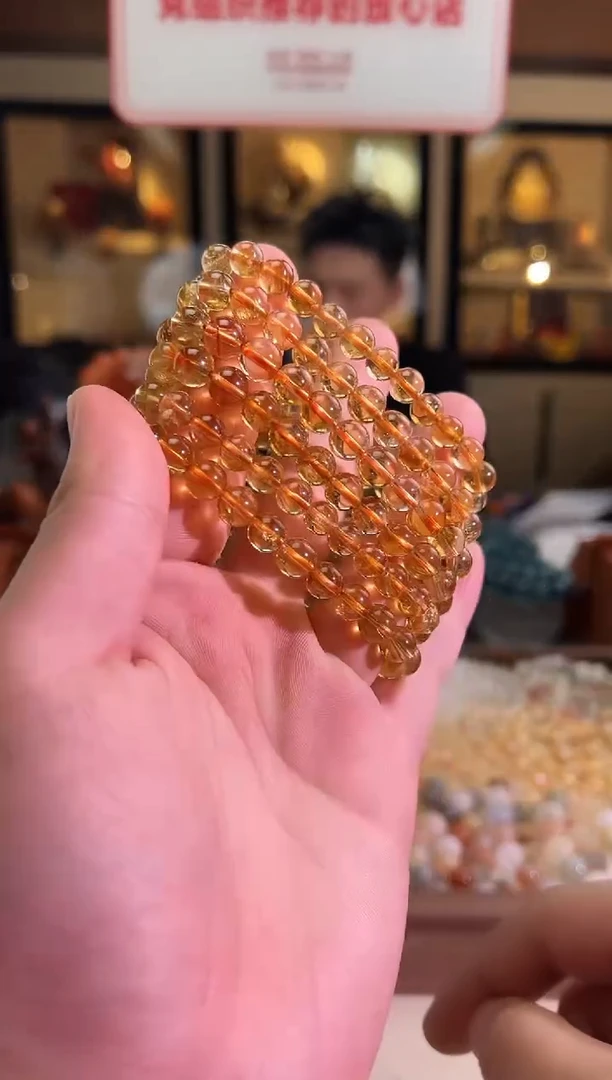 未镶嵌手链水晶8mm±暴力黄塔晶（多样性发一）