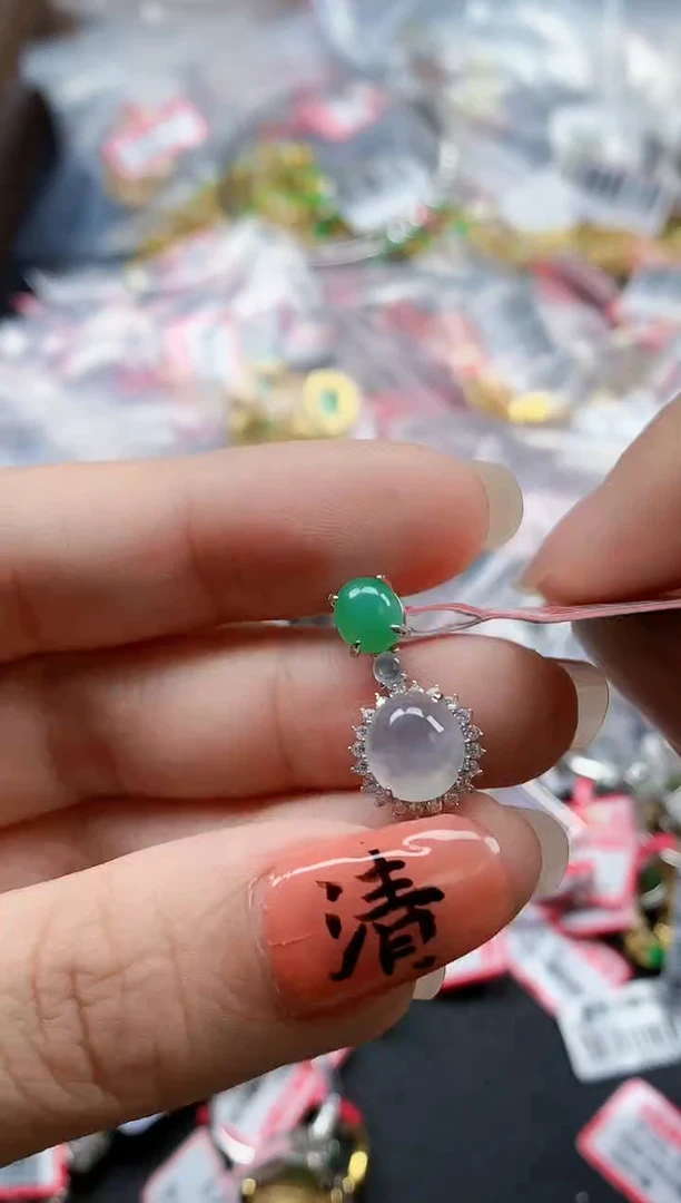 银S925镶嵌戒指翡翠天然A货缅甸翡翠