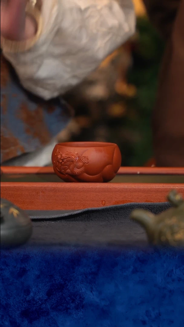 紫砂 宜兴紫砂 TZP  鱼化龙  杯朱泥