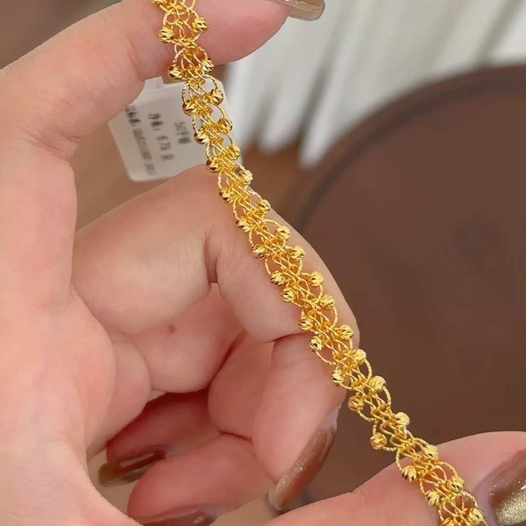 韵祺珠宝 足金999 车花蕾丝手链