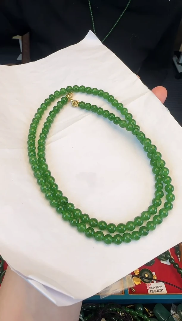 颈饰未镶嵌和田玉卡6毛衣链（108颗无黑点）