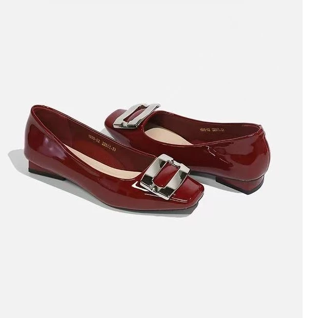 【2025秋款高品质尾货正码正拍】2607法式温柔气质金属扣瓢鞋豆豆鞋