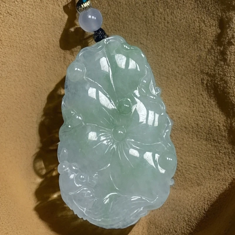 荷叶鱼锦鲤天然缅料a货翡翠