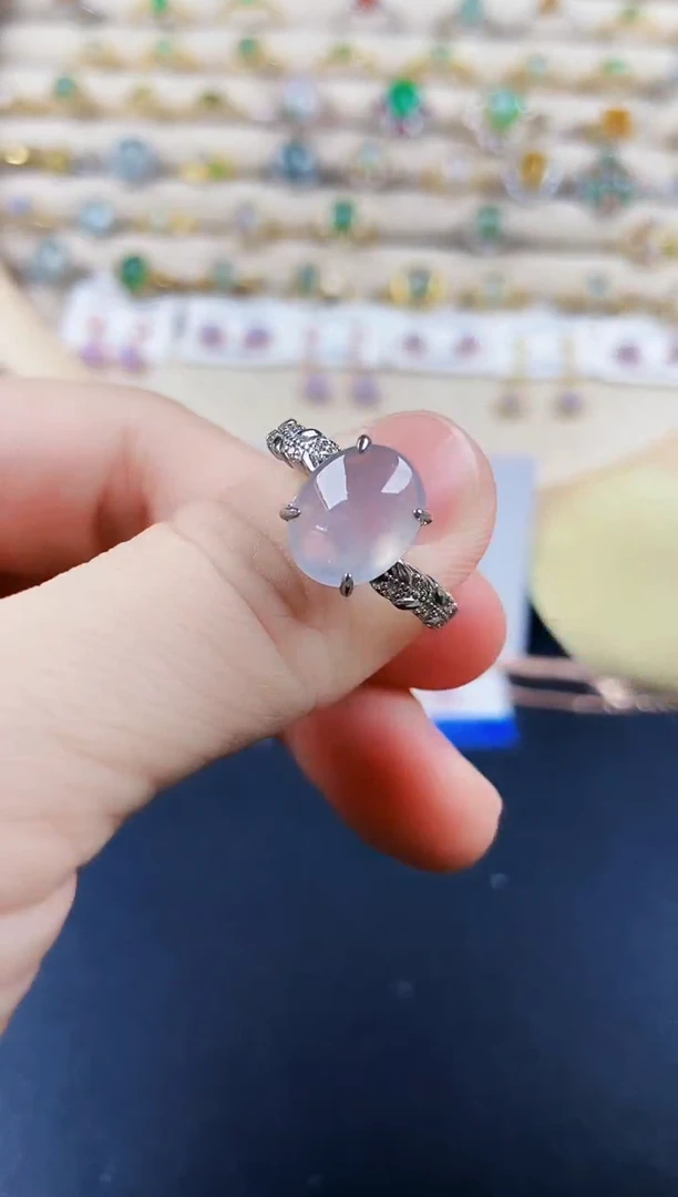 翡翠戒指银S925镶嵌131498