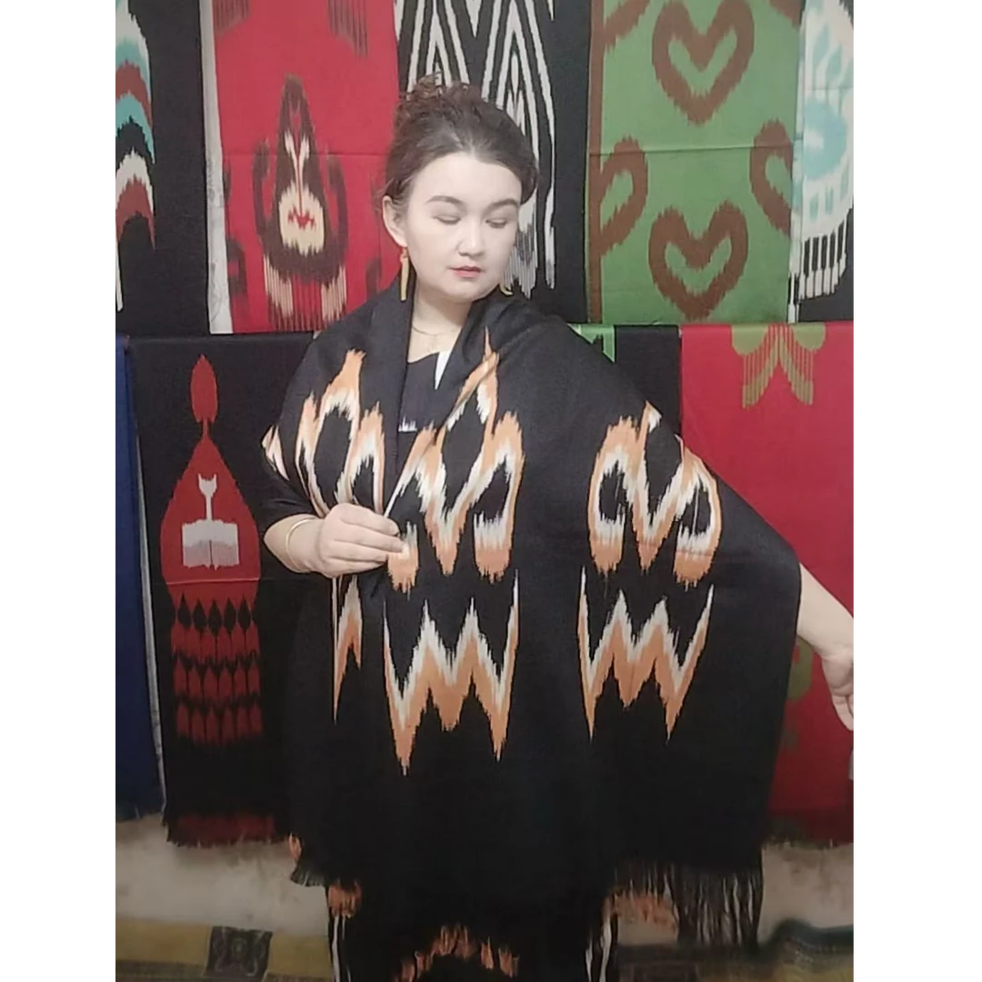 2025春季新款新疆和田艾德莱斯围巾60x180cm