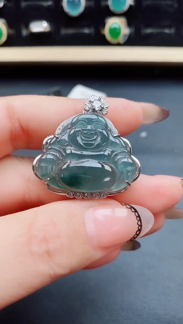 翡翠银S925镶嵌吊坠(赠链)8500