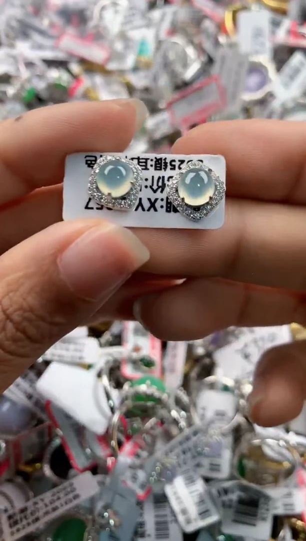 银S925镶嵌戒指翡翠555---6