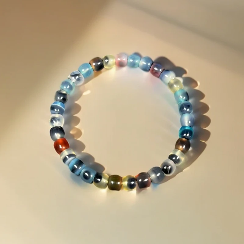 M155糖心彩虹玛瑙 精工小直切单圈时尚叠戴精致手串