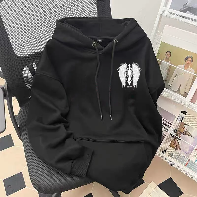 特大码300斤潮牌连帽卫衣冬季印花简约百搭复古加厚休闲日常外套