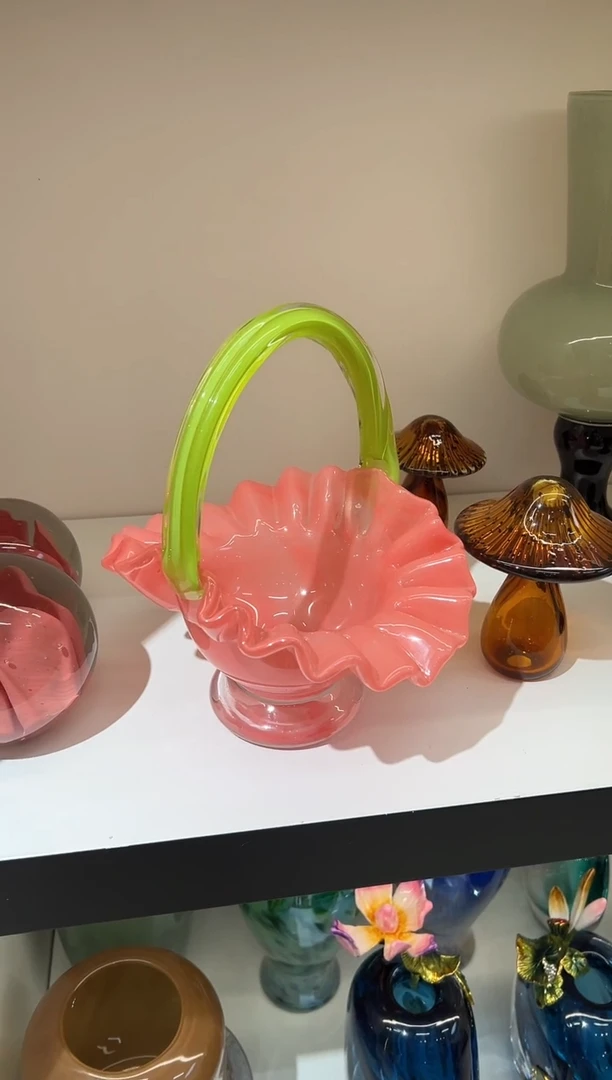 琉璃手工西瓜粉色 小提篮