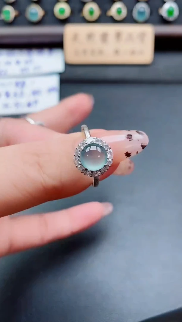 银S925镶嵌戒指翡翠1