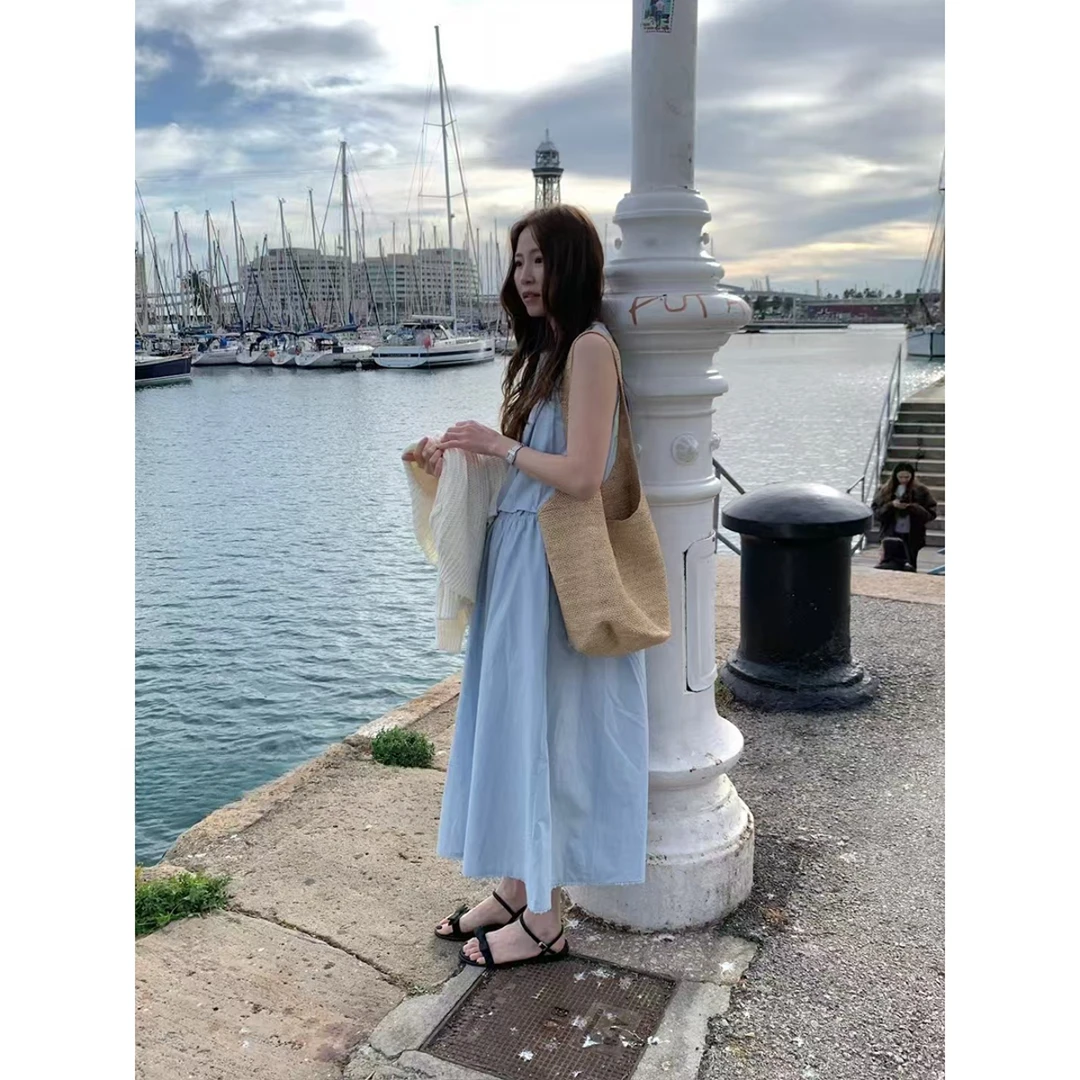 清y.ben 725207 海边度假无袖背心小衫+高腰半身裙系扣两件套装