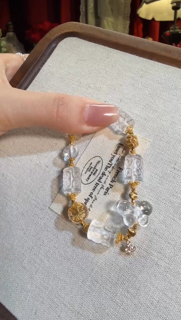 【闪购商品】水晶手链银S925镶嵌全净白水晶回纹