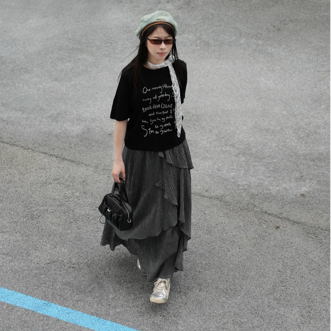 东大门夏季字母蕾丝短袖