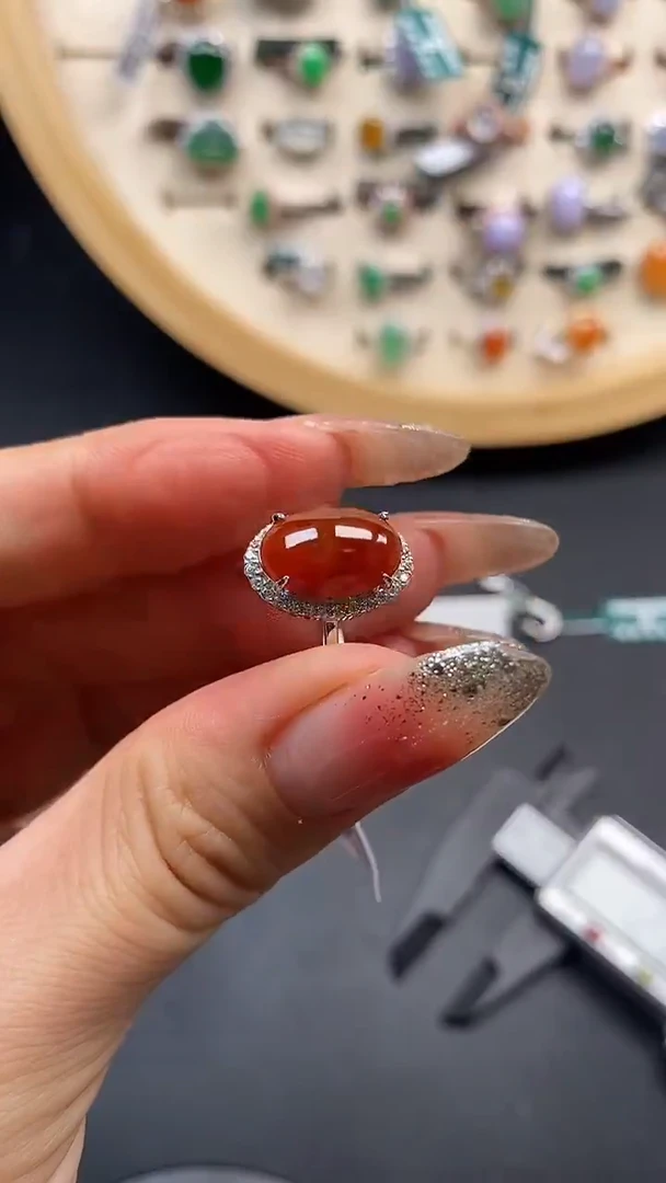 银S925镶嵌戒指翡翠天然翡翠10.12/0042