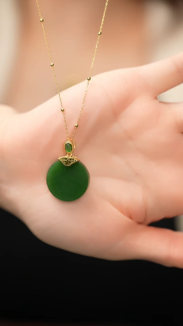 【闪购商品】和田玉（碧玉）吊坠(赠链)银S925镶嵌和田玉碧玉吊坠