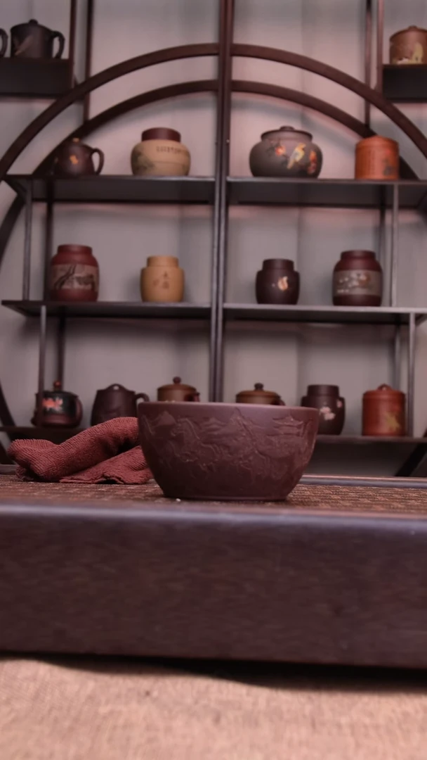 茶杯紫砂让****忧前程似锦主人杯2只