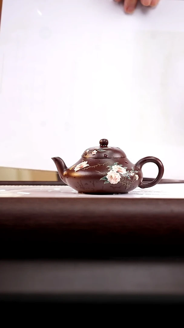 茶壶紫砂甲级紫泥矮梨140cc