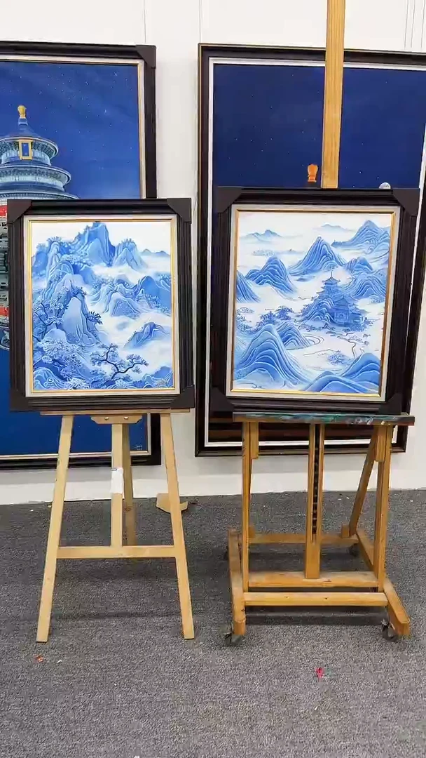 国画吴子逸-50x60-山水-带框-补书-随机一个