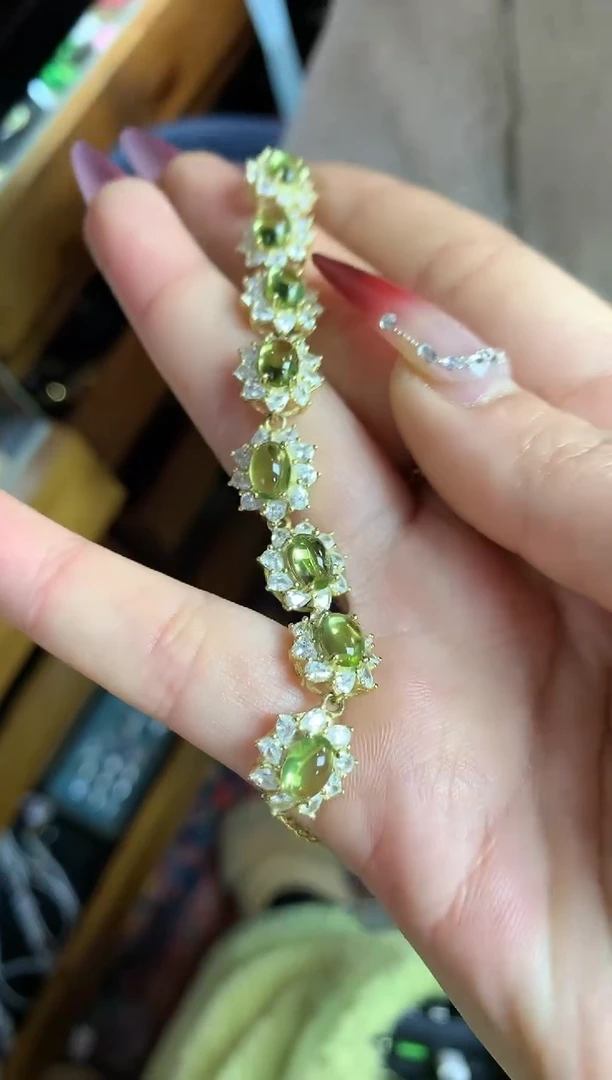 【闪购商品】橄榄石手链银S925镶嵌楚楚中古珠宝甄选不退换