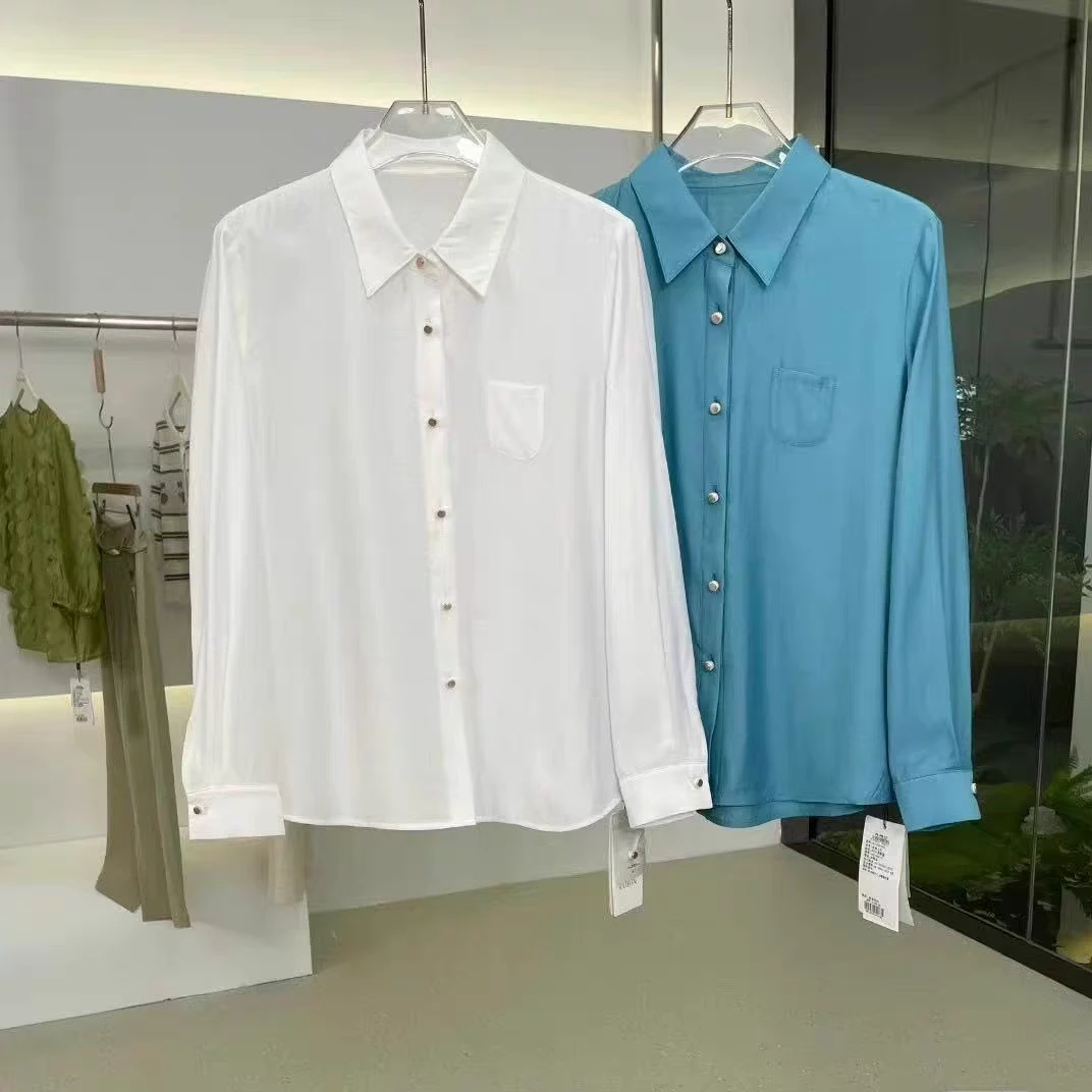 如缤 RUBIN 2024春季新款正品女装单排扣长袖上衣衬衫 6L12C61055