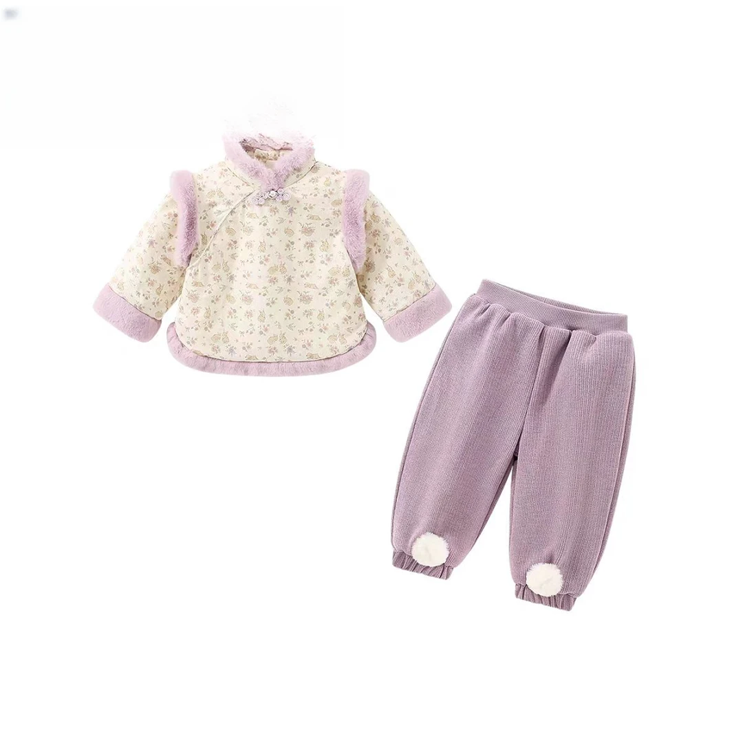 现货Z186女童冬季加绒套装