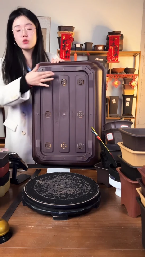 【闪购商品】树脂70口径马槽花盆紫檀色两只装（乌黑色）