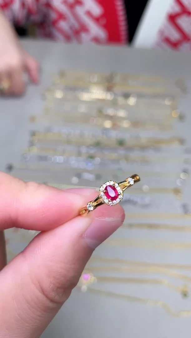 银S925镶嵌戒指红宝石戒指