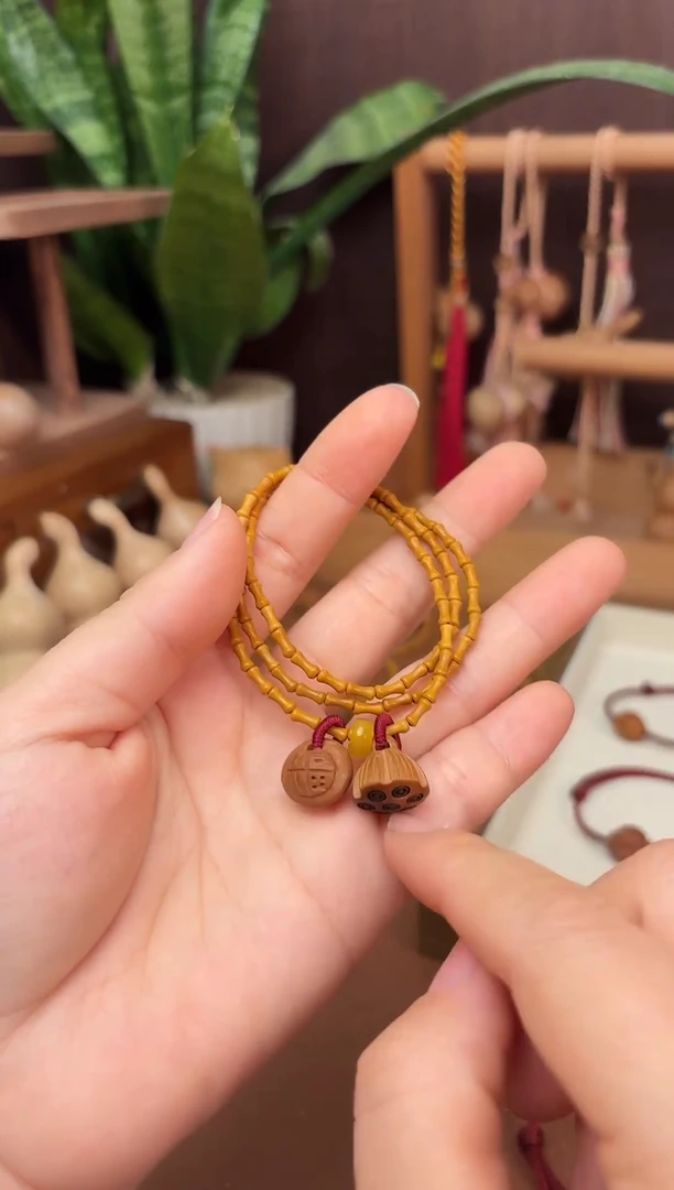 手串桃核三圈好运莲莲竹节