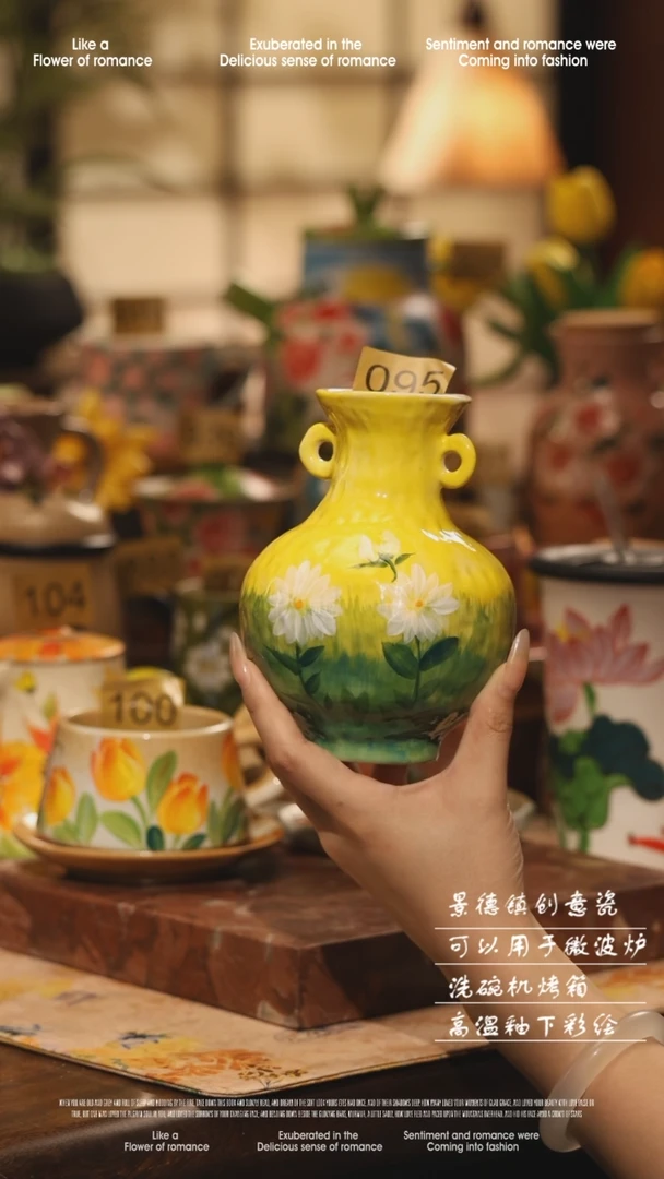 陶瓷095景德镇高温手绘釉下彩设计师款式