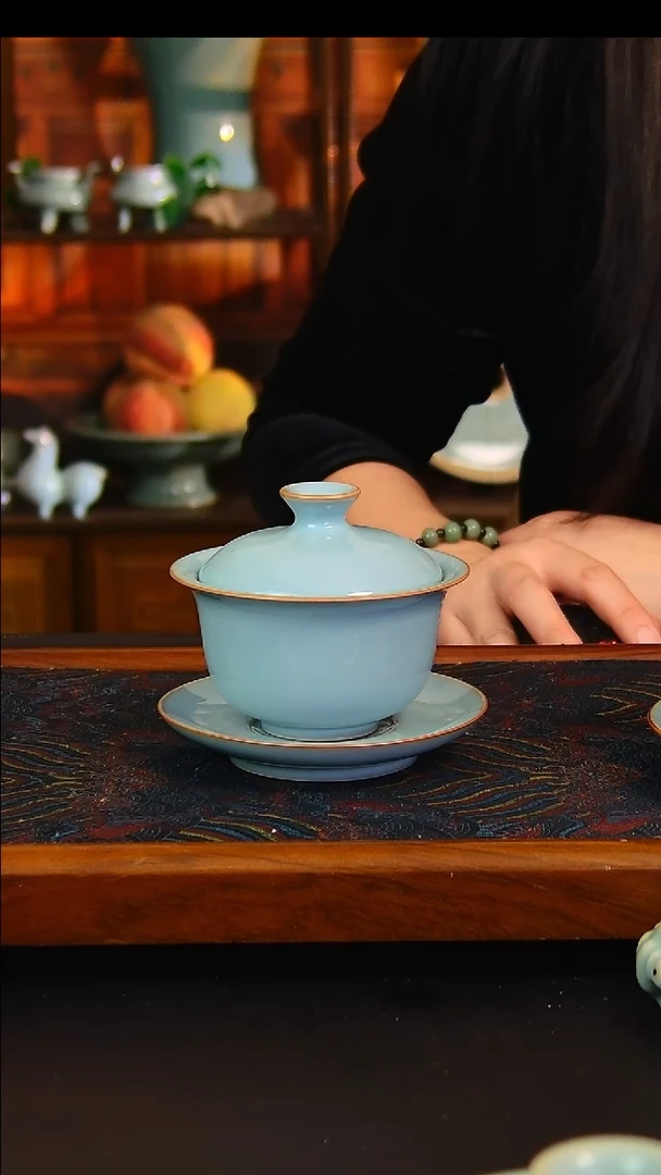 瓷片全手工元宝盖碗，一级品