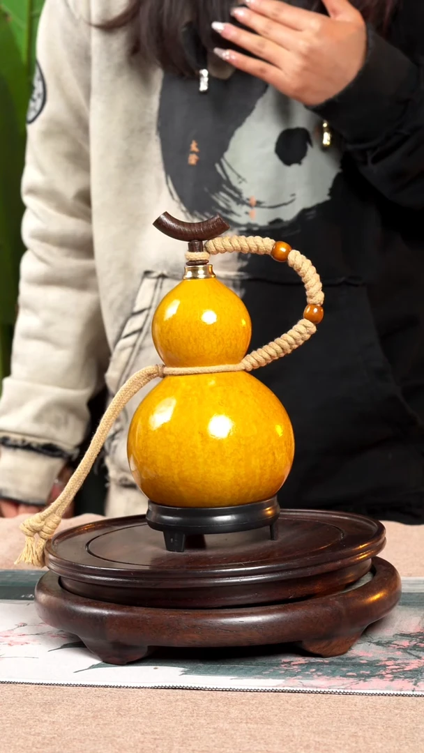 李氏大漆精品葫芦精选007玄黄色400ml左右