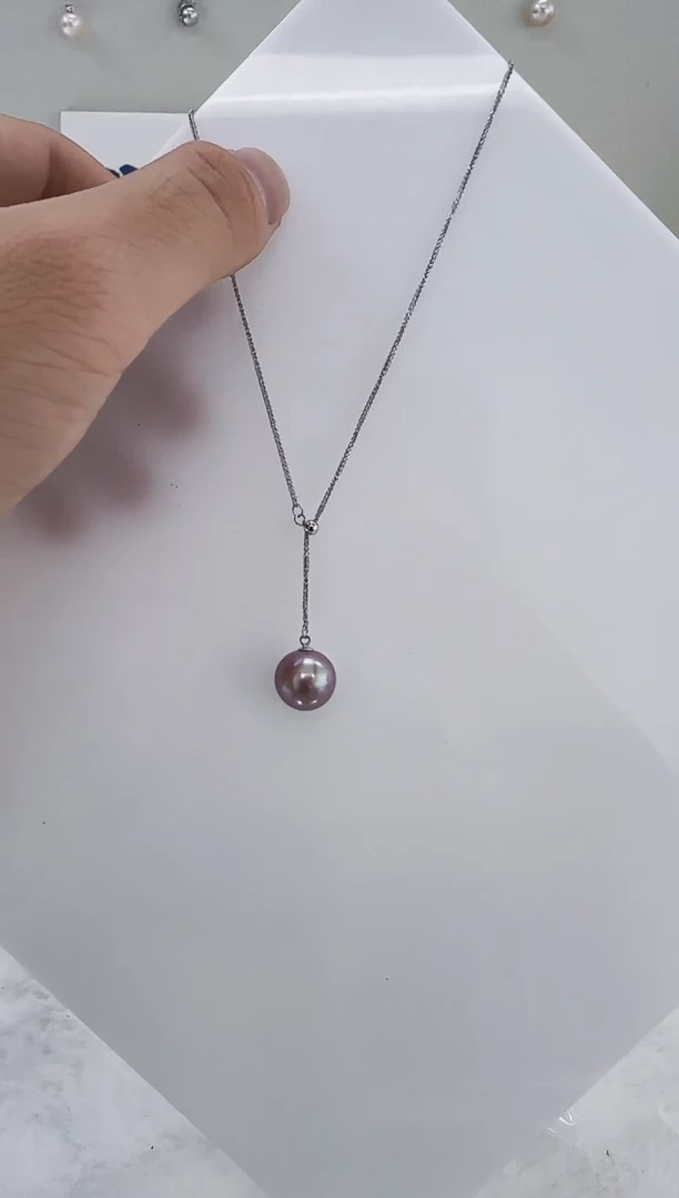 银S925镶嵌淡水珍珠DA紫珠吊坠12-13 y336