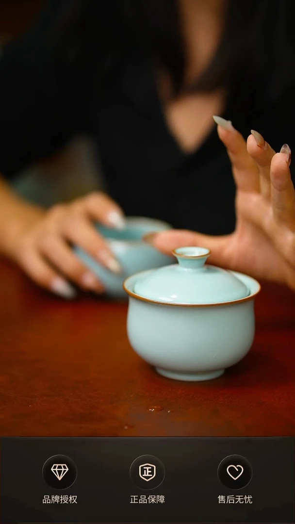 天青  新品二才盖碗 礼盒