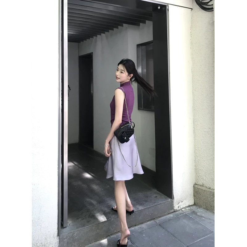 光泽缎面半身裙女2025新款夏薄垂感仿醋酸短裙高腰鱼尾裙