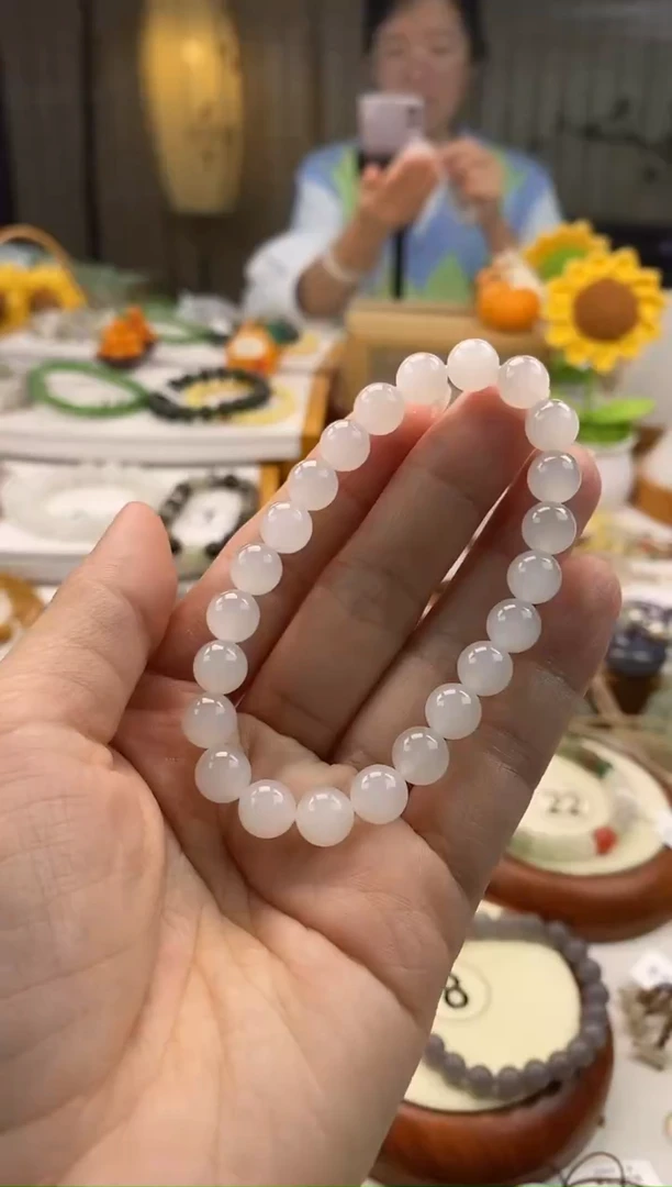 【闪购商品】和田玉手串未镶嵌卡7.8mm左右白玉手串