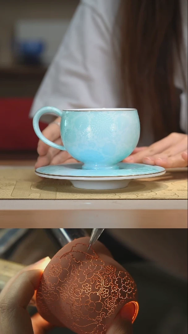 瓷片满扒花拿铁杯