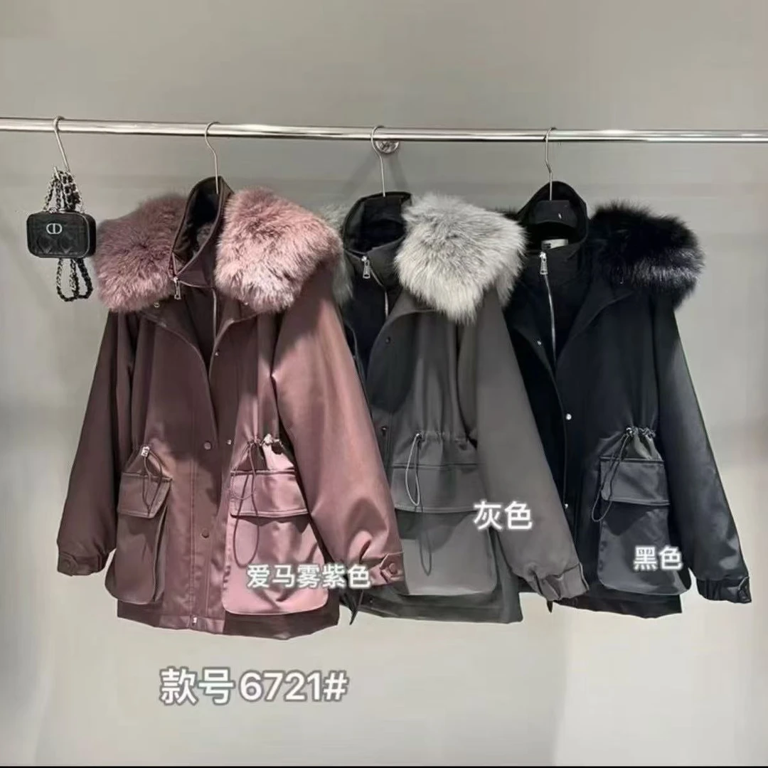 【三穿派克】真毛领欧货大口袋两件套派克服6721