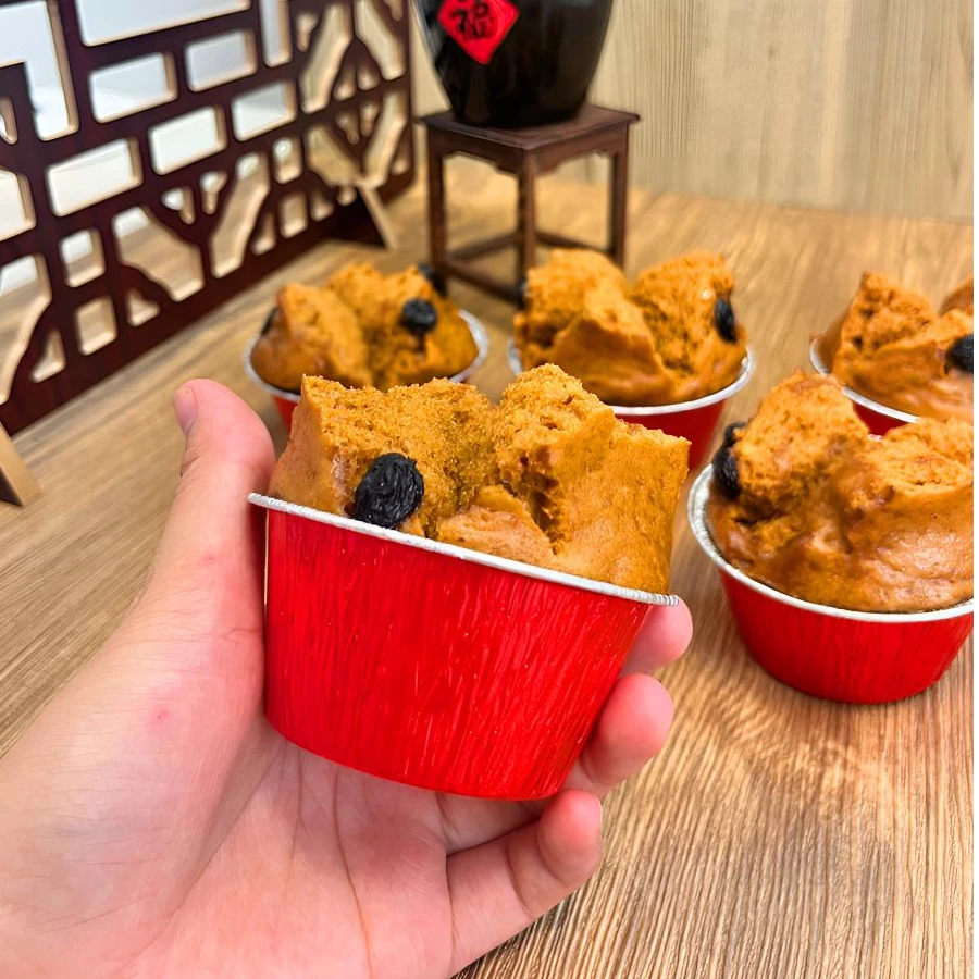 一次性圆形结婚红色锡纸杯耐高温蒸发糕碗烤蛋挞托空气炸锅40个