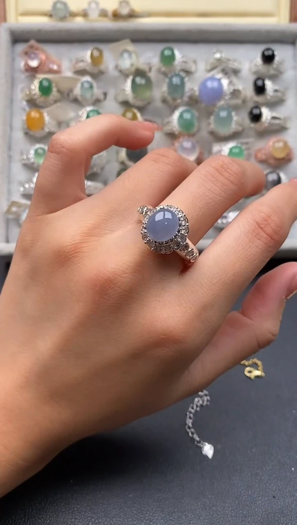 翡翠戒指未镶嵌天然A货翡翠7777+4