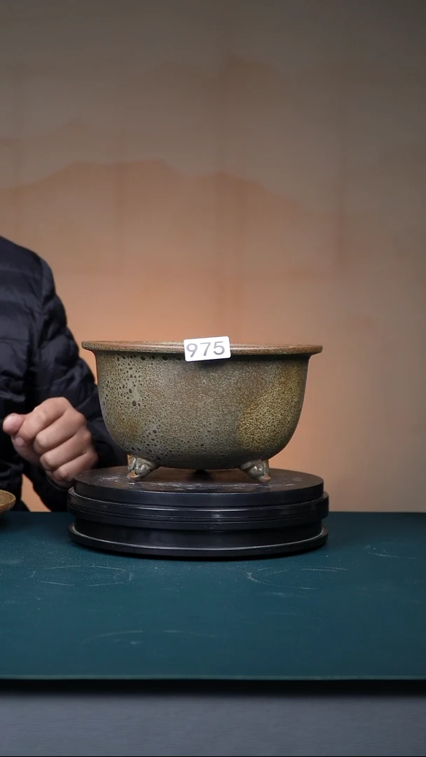 摆件瓷975号云足盆  口径23.2高13