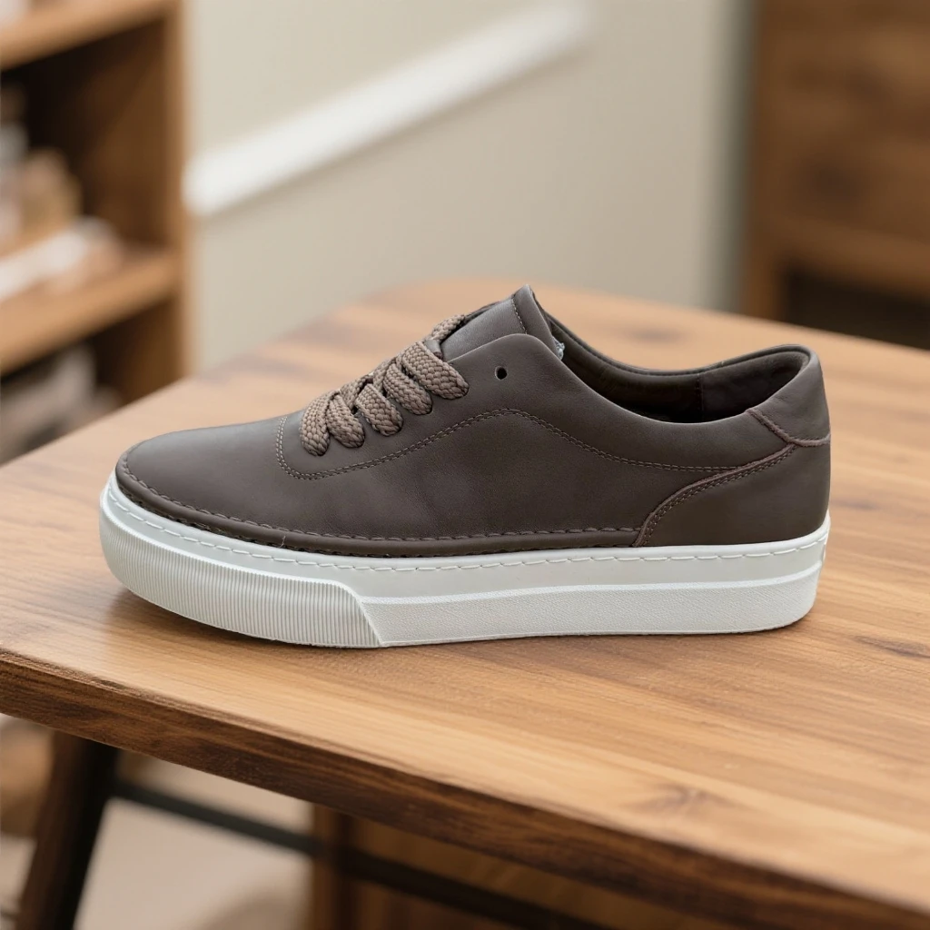 秋季手工头层皮休闲风男士板鞋纯色休闲低帮时尚透气开车轻便