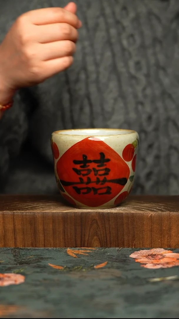 杯釉下彩手工手绘同款陶器