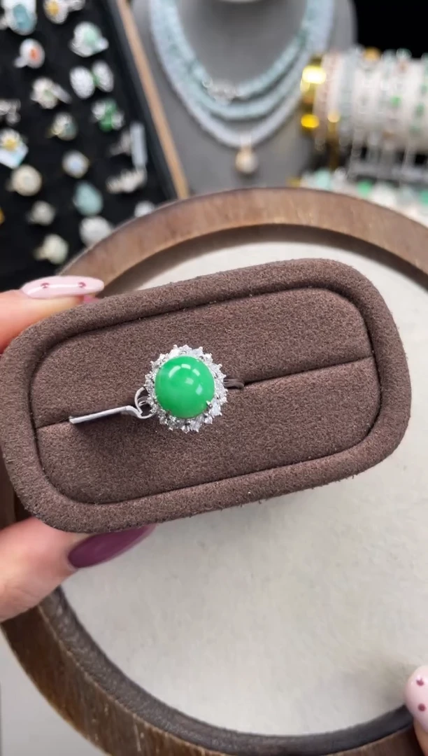 银S925镶嵌戒指翡翠1